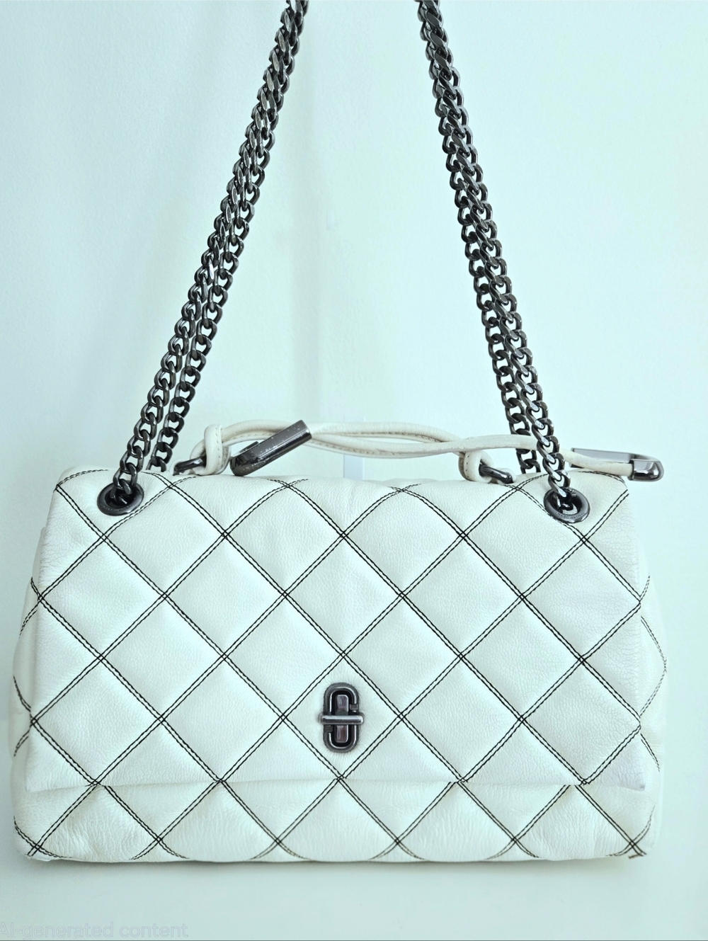 Authentic MARC‎ JACOBS Dual Chain Quilted Leather Crossbody Shoulder Bag - Picture 6 of 16